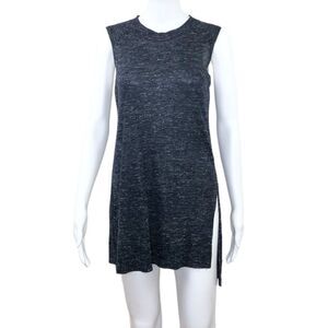 WHISTLES Women’s Gray Sleeveless Linen Blend Hi-Low Hem Tunic Knit Top Size L